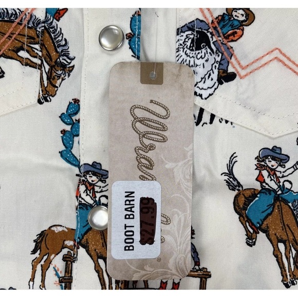 WRANGLER GIRLS L LONG SLEEVE COWGIRL BRONCO BUSTING WESTERN PEARL SNAP NWT - Picture 10 of 13
